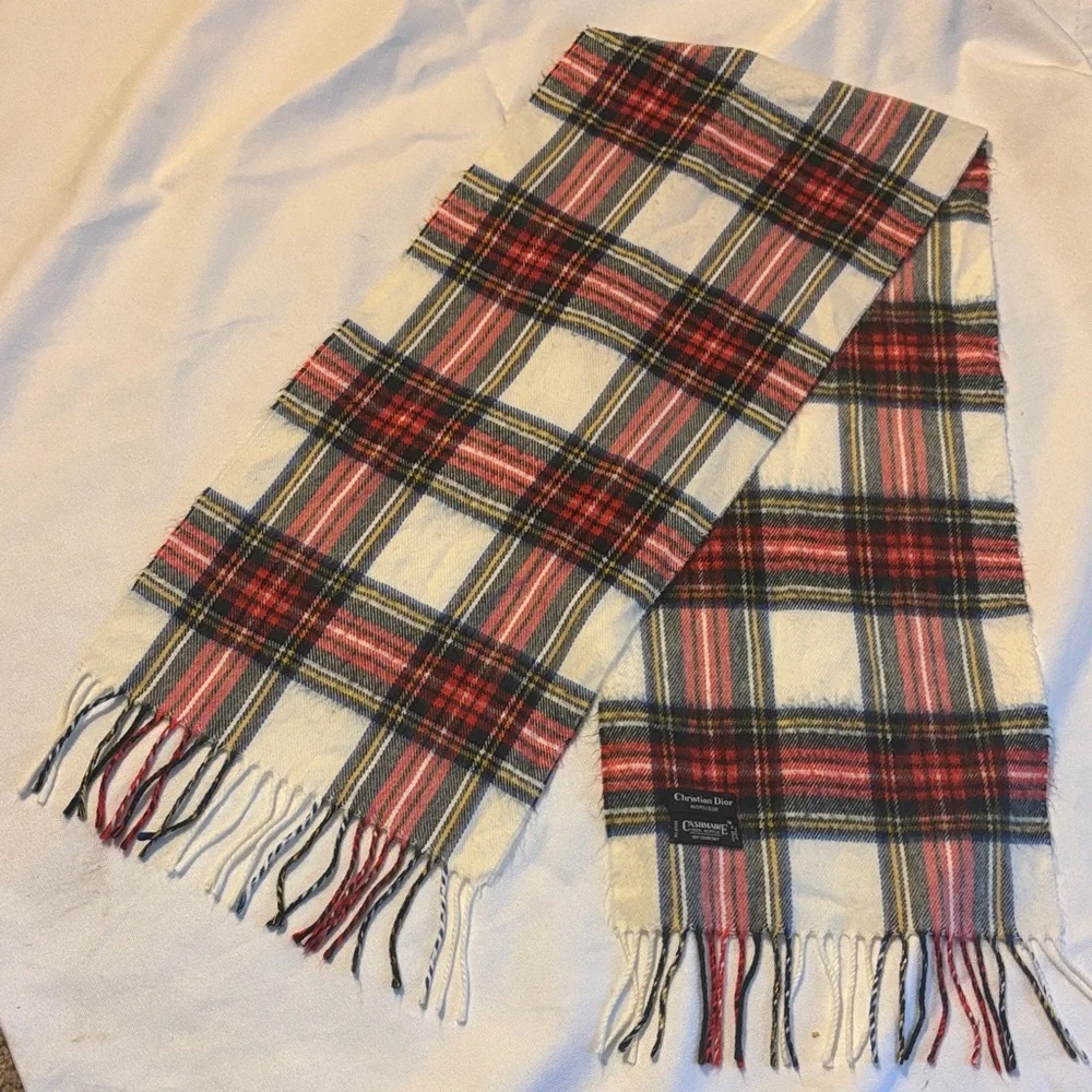 Christian Dior Multicolor Plaid Scarf